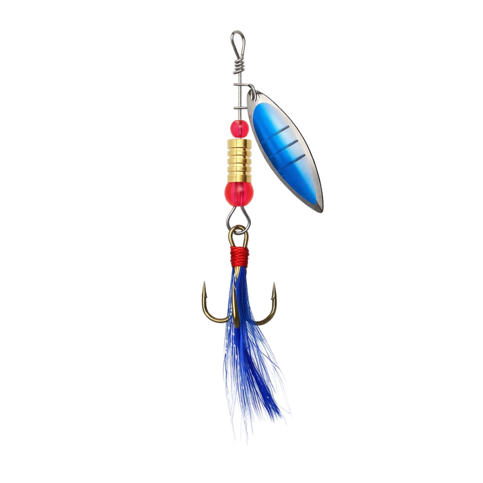 6cm Lightweight Spinner Fishing Lure with Triple Hook Feather Composite Rotating Blade Bait Suitable for Freshwater and Saltwater Fishing one size синий