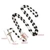 Oval Bead Catholic Necklace Prayer Medal for Cross Holy Religious Gift for Women