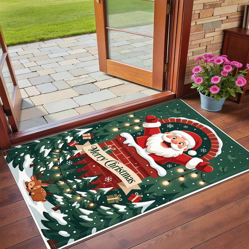 Christmas Printed Square Area Rug Soft Non Slip Floor Carpet For Bedroom Holiday Gift