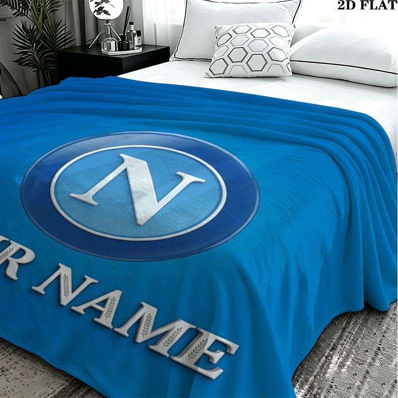 1PC SSC Napoli Custom Name Patterned Flannel Blanket Suitable For All Seasons for Home Decor Warmth and Comfort Gifts Holiday Present