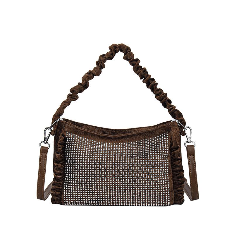 

Popular bright diamond small square bag new spring and winter simple messenger bag fashionable shoulder bag