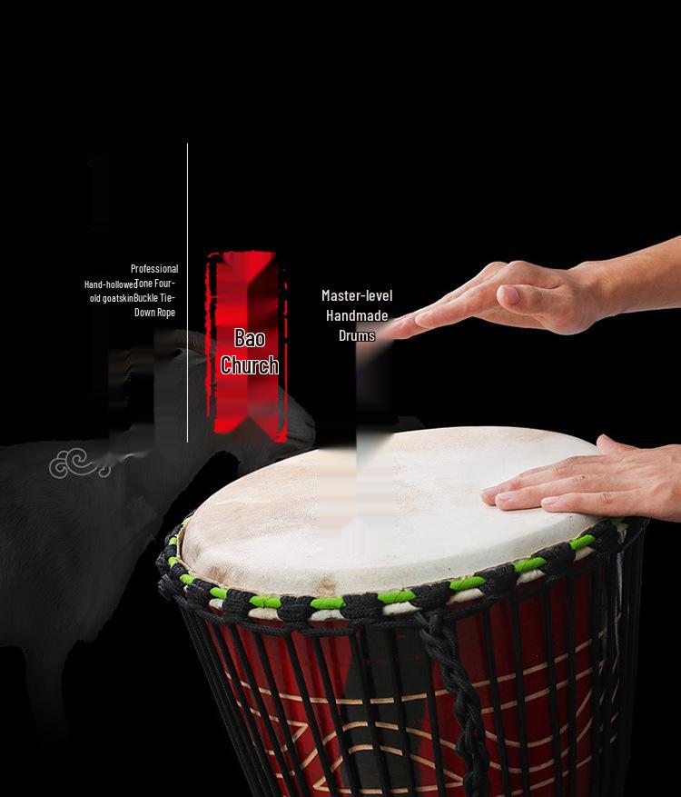 8-Inch Beginner African Drum with Goat Skin for Kindergarten Practice, Indonesia Painted Percussion.