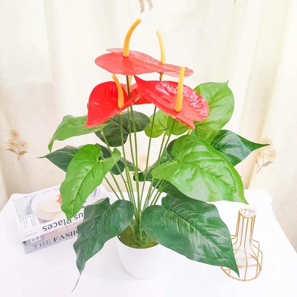 35/50CM Artificial Red Palm Plant Lifelike Fake Plants  Living Room Bedroom Decor