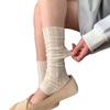 Summer Thin Socked Ankle Socks for Women in A Plump Style, Ballet Style, with Foot-pushing Legs, Long Tube, Lace, and Twisted Design for The Calves.