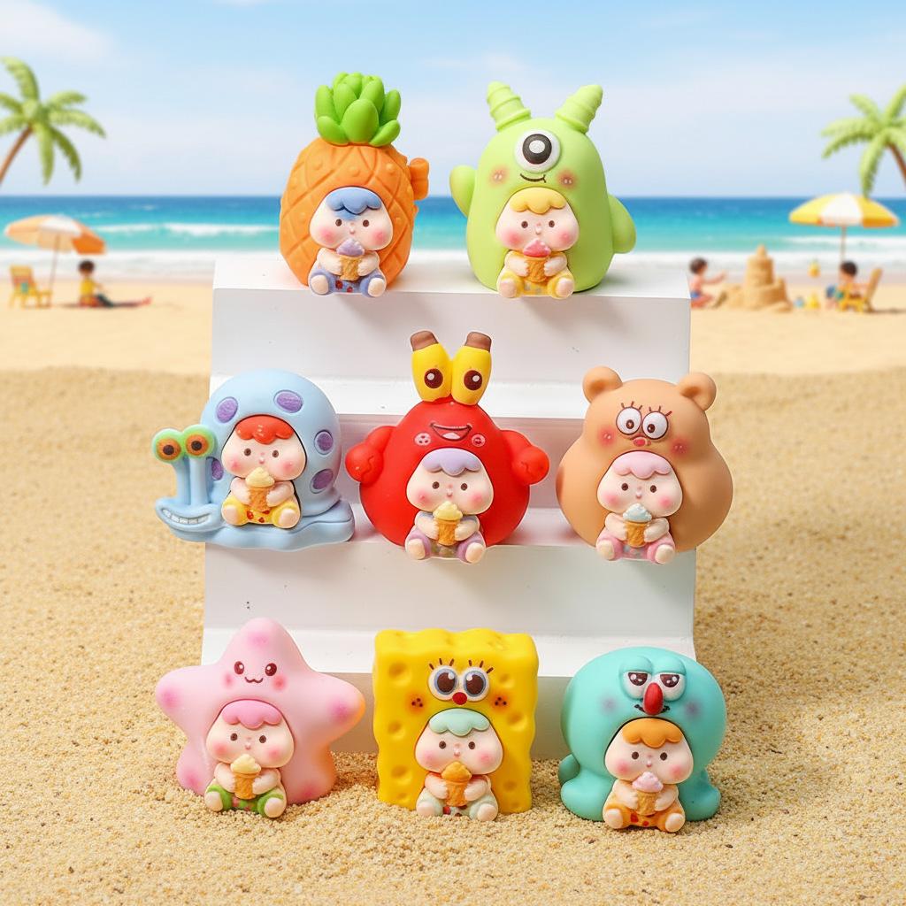6 stk/sett Hav Babydukke Cos Spongebob Firkantbukse Anime Figurer Leketøy Samleobjekt Modell Dukke Gave til Fans