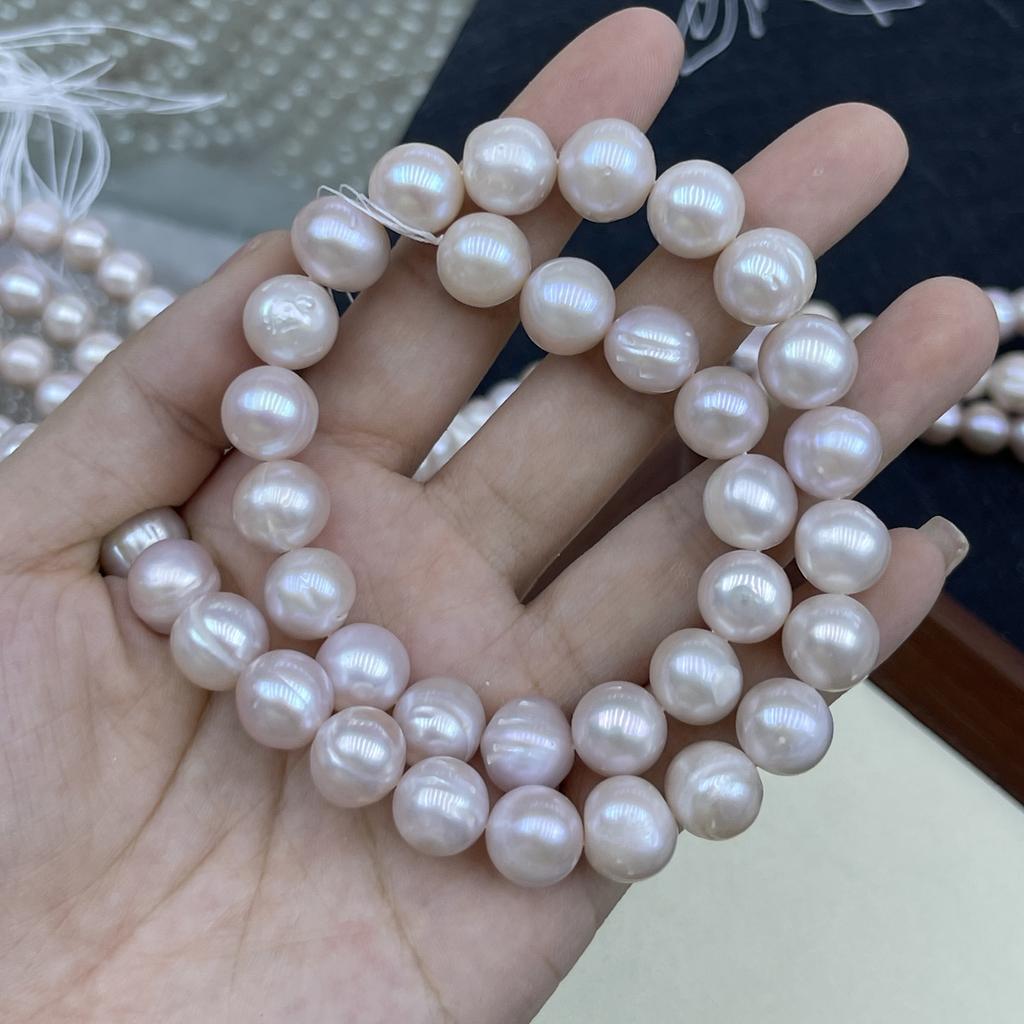 1String, White Natural Freshwater Pearls, Handmade Near Round Pearl Beads for Jewelry Making DIY Crafts (Beads 10-11mm, Length 36cm)