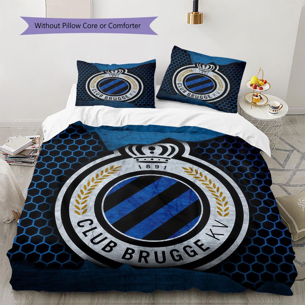Club Brugge KV Pattern Bedding,Quilt Set Quilt Cover Pillowcase Home Birthday Gift(1 * duvet cover + 2 * pillowcase, without core)