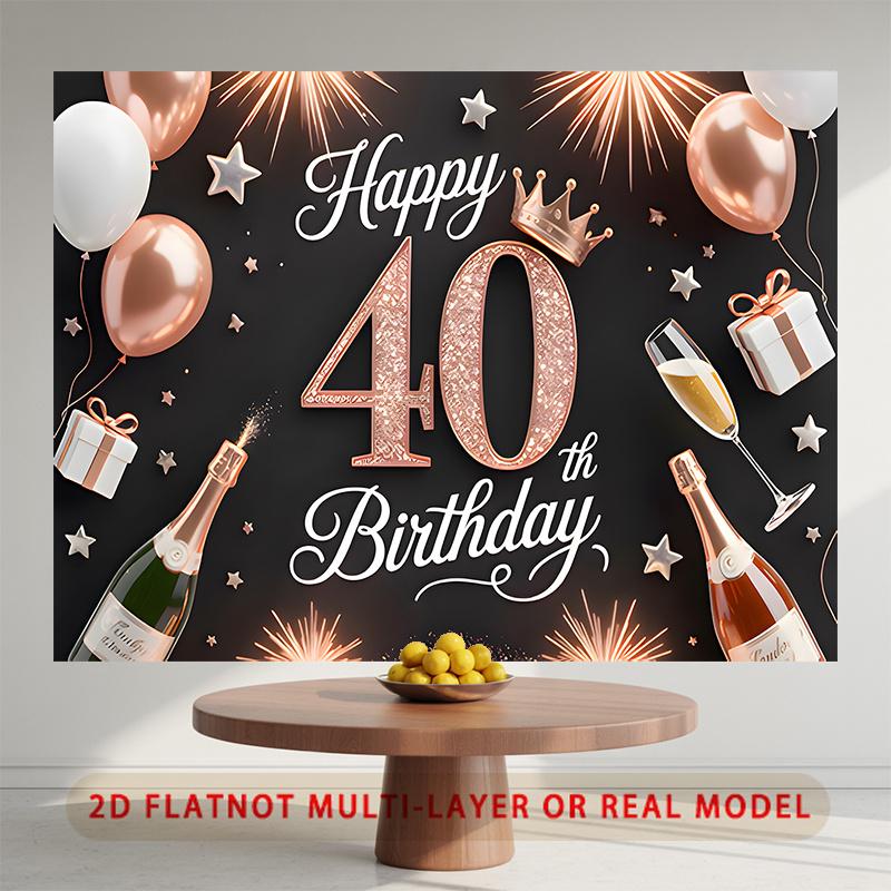 Party Backdrop Birthday Stars Crown 40Th Photo Booth Background Wall Decor