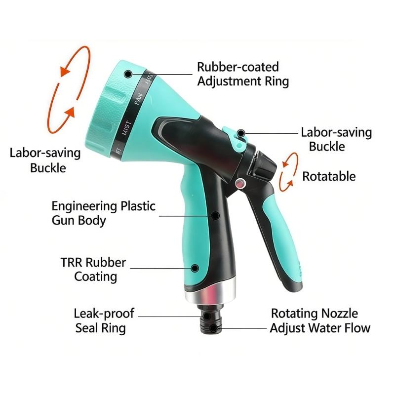 Multifunctional Water Hose Nozzle for Cleaning Watering Garden Irrigation Tool Multiple Easy Carry Hose Sprayer for Car