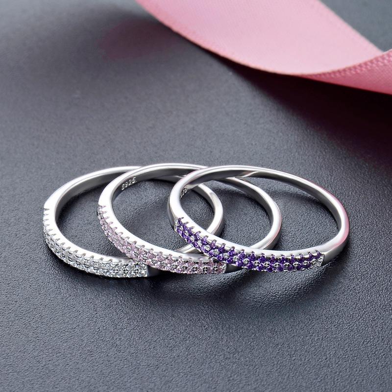 925 Sterling Silver Diamond Zircon Women's Minimalist Luxury Ring – Stackable for Index or Pinky Finger.