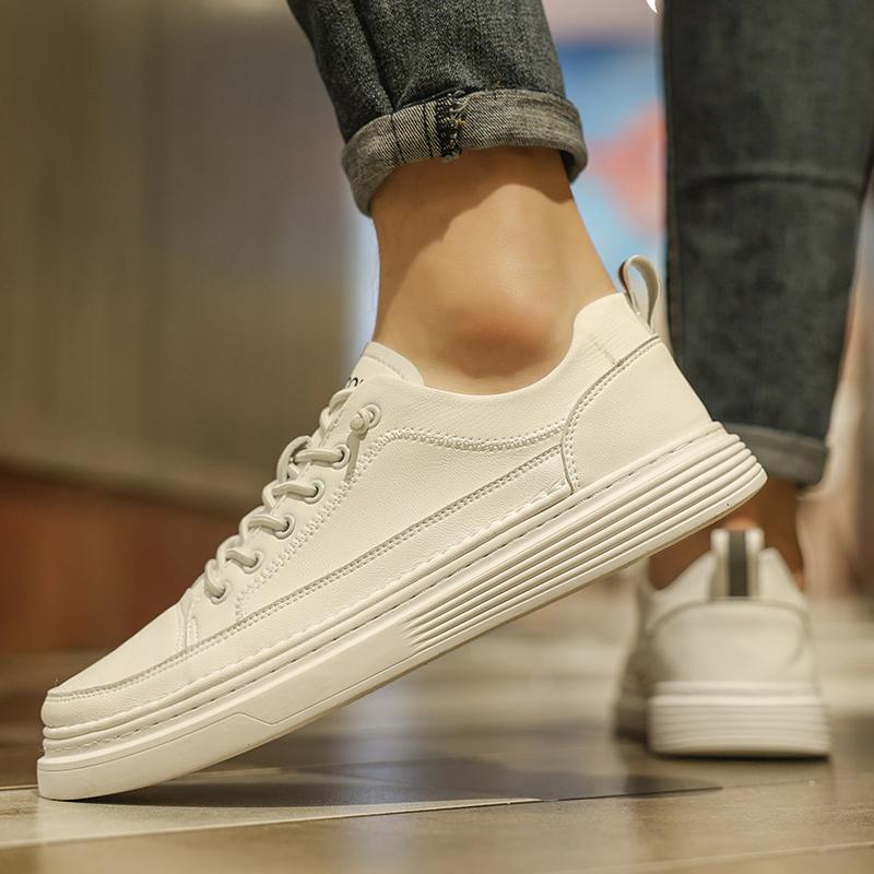Fashionable men's small white shoes Trend outdoor leisure styles Youth outdoor sports walking men's Classic Black Lace up shoes
