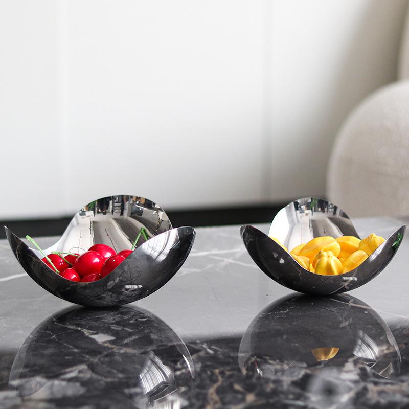 Stainless Steel Plates, Bowls, Modern Art Triangular Curved Fruit Plates, Living Room Decorations, Kitchen, Storage Trays