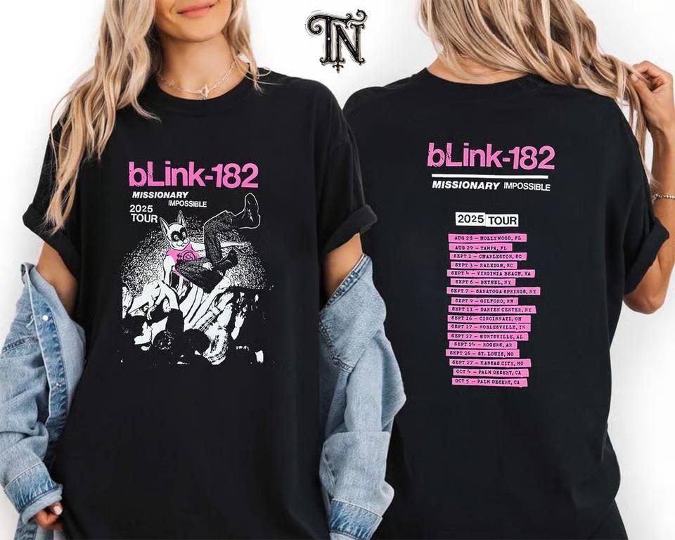 Blink 182 Missionary Impossible 2025 Tour Unisex 2025 Double Sided T-Shirt Unisex T-Shirt