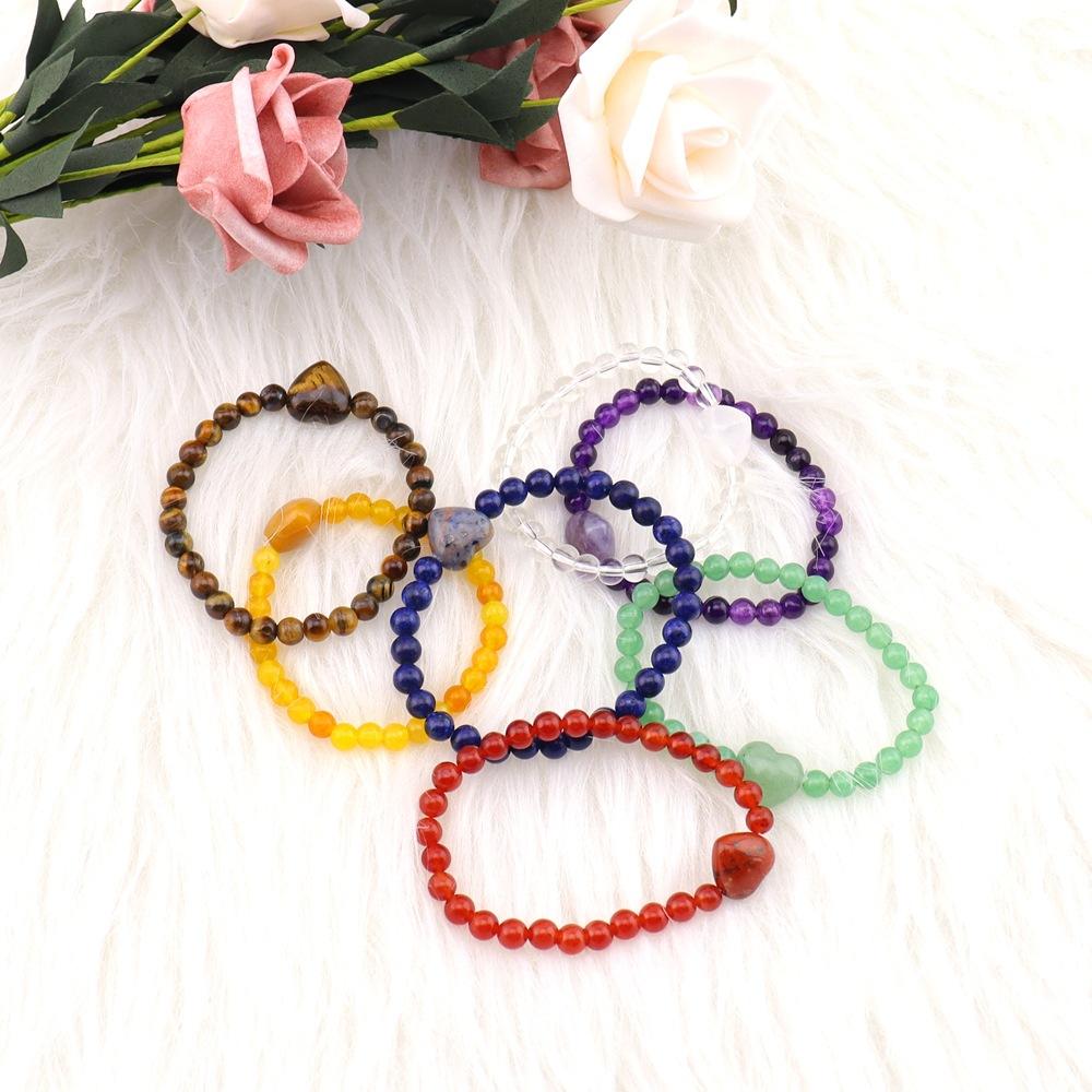 Natural Crystal Love Bracelet, Various Materials, White Powder Amethyst Beaded Bracelet, Adjustable Bracelet B113