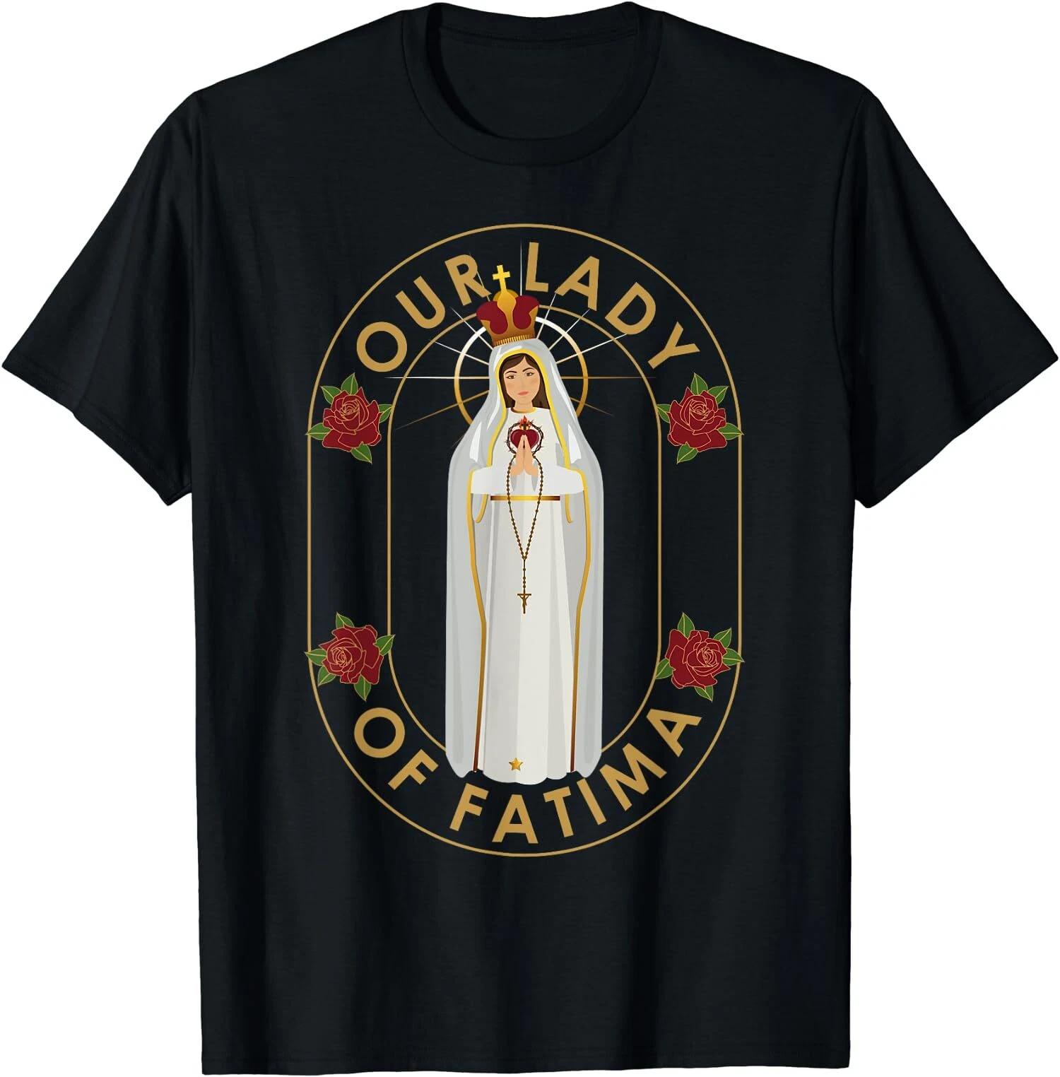 Our Lady of Fatima Rosary Prayer Holy Blessed Mary Catholic T-Shirt XL