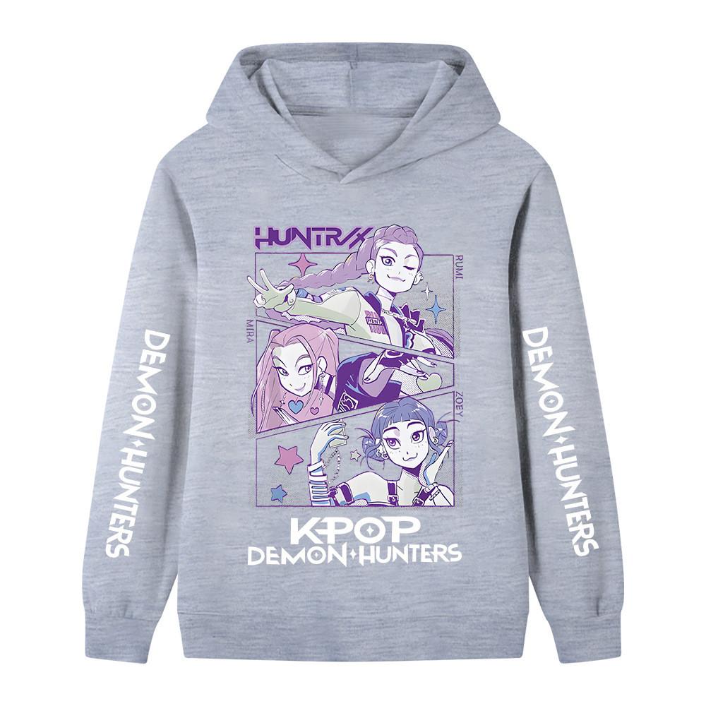 B1198XX Kids Boys Girls Kpop Rumi Zoey Mira Huntrix Print Long Sleeves Hoodie