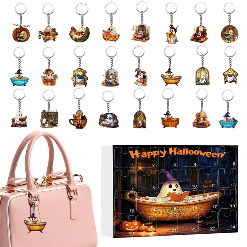 

ABJI-2D Acrylic Ornament Keepsake Halloween Ornaments Countdown Calendar Count Down To Halloween 24-Pendant Calendar