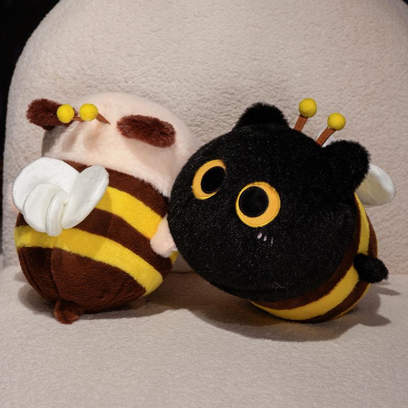 Cute Cat Turned Into A Little Bee Plush Toy Doll Cat Honey Doll Children Cuddle Sleeping Doll Throw Pillow