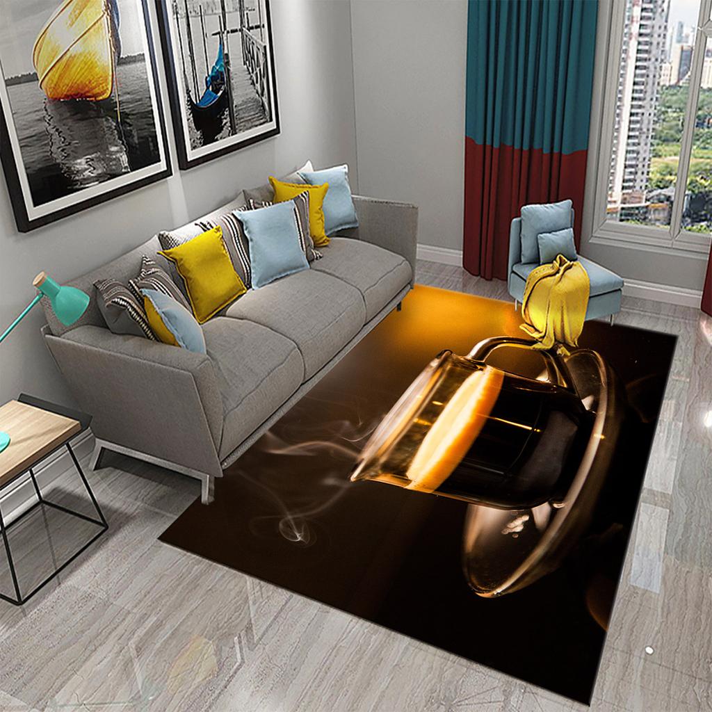 3D Print Coffee Breakfast Theme Carpet Creative Carpet Rug Living Room Bedroom Decor Kitchen Bathroom Non Slip Floor Mat Gifts
