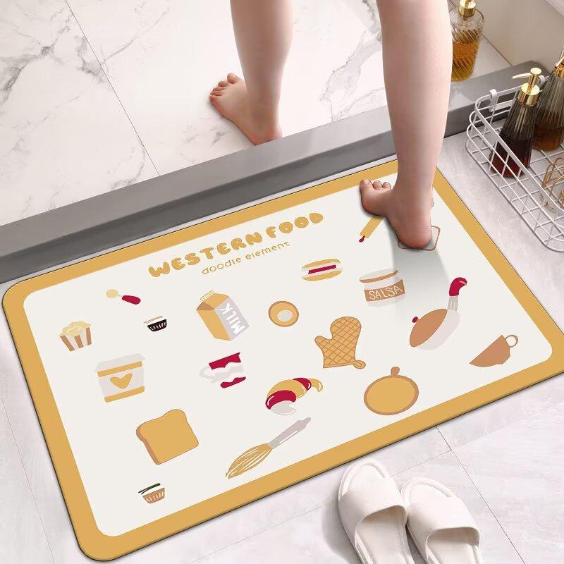 Diatom mud toilet bathroom toilet door soft floor mat toilet water absorbent non-slip foot pad door quick drying carpet