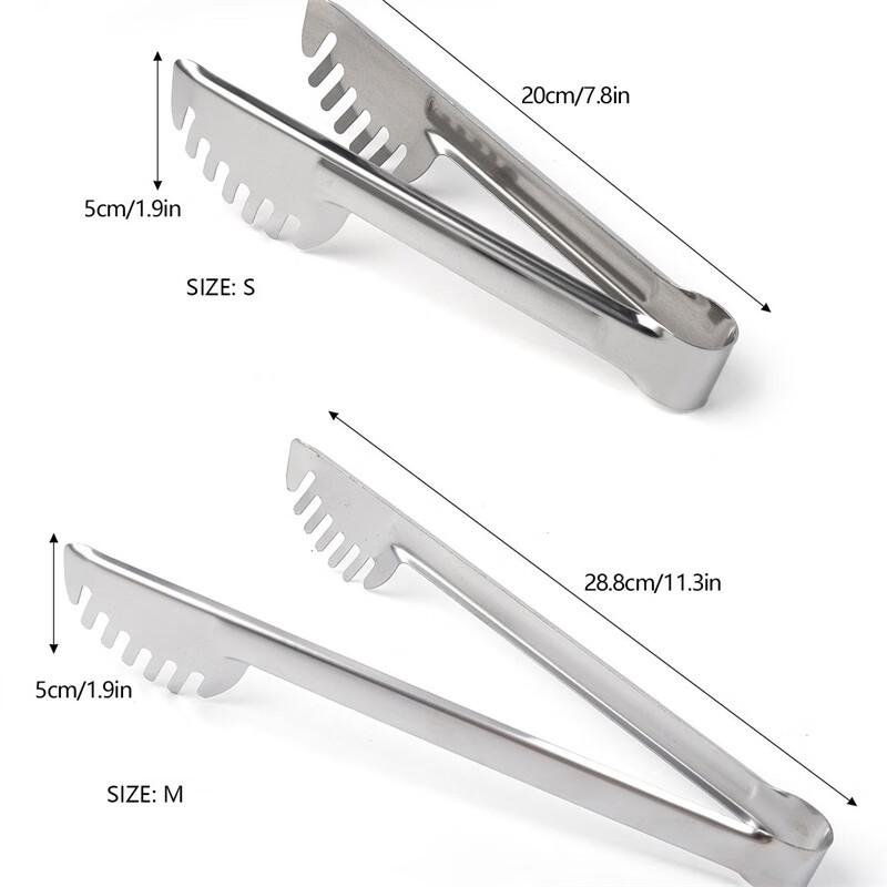 Thickened Stainless Steel Double-Tooth Food Tongs
