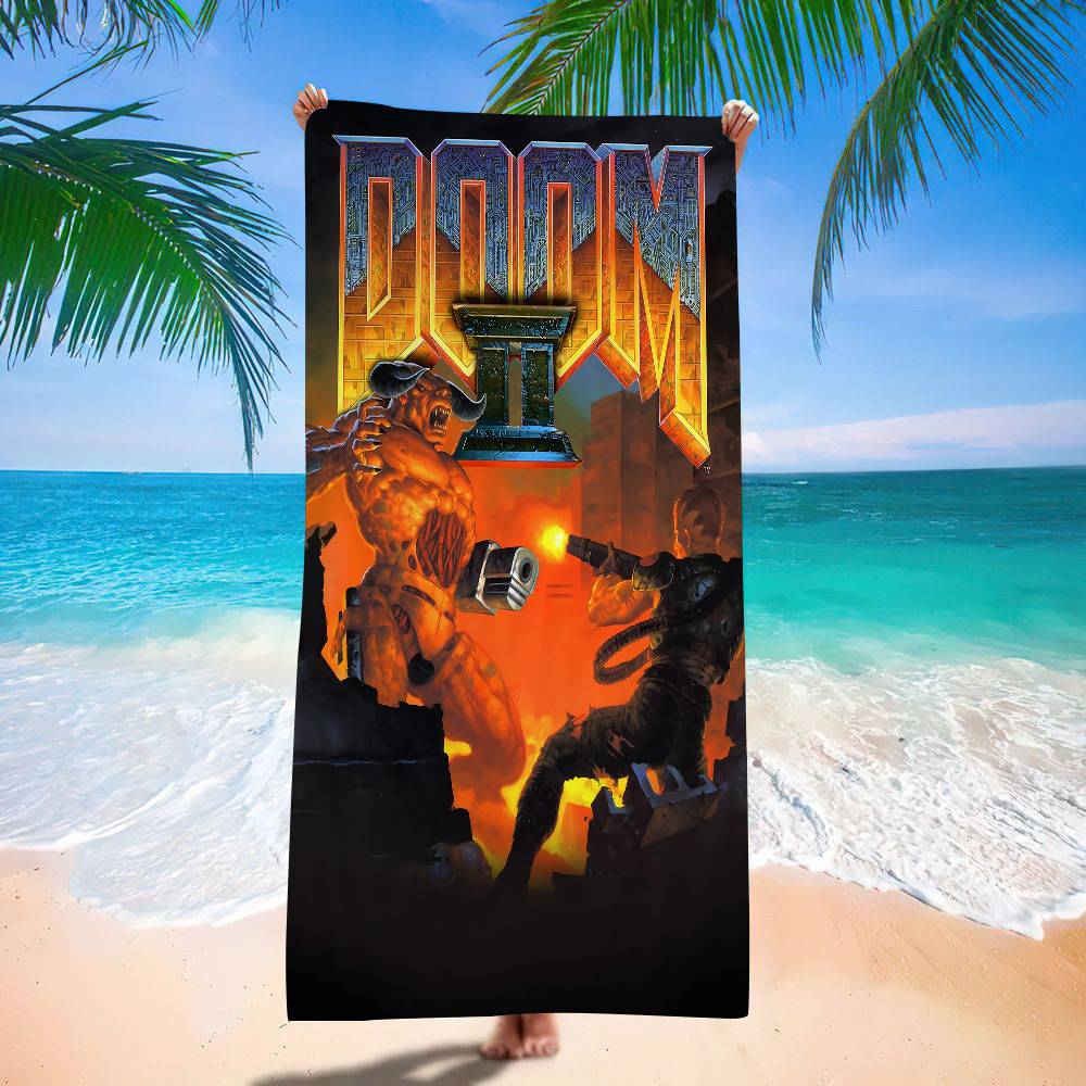 Cool Movie D-Doom Anime Beach Swimming Towel Soft Absorbent Washcloth Children's Gifts For Kids Travel Camping Gym