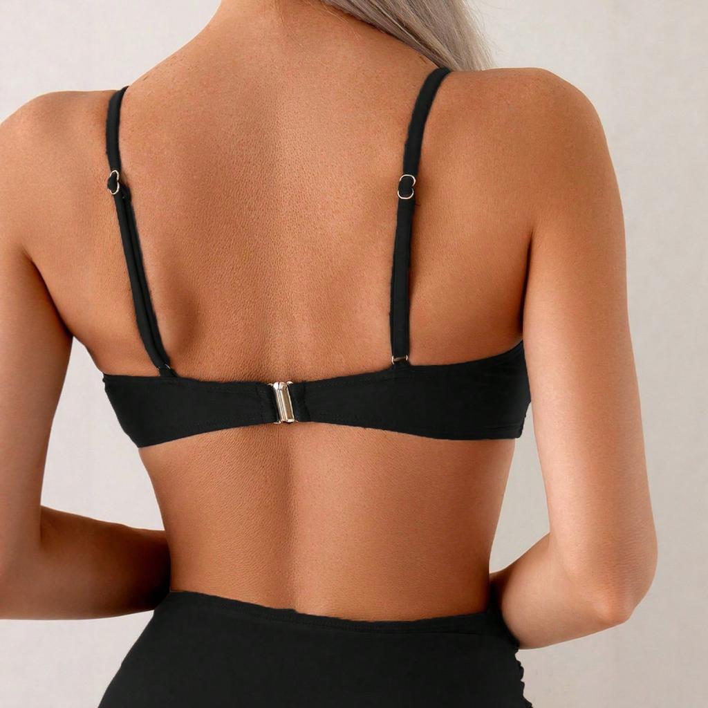 European And American New Swimsuit Female Sexy Solid Color Suspender Tube Top Bikini Beach Vacation Swimsuit Female