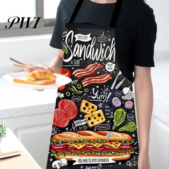 Baking Apron Cooking Sleeveless Comfortable Wearing Clear And Real Image Reusable Unisex Anti-stain Waterproof Polyester Pizza Pattern Kitchen