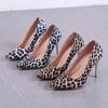 High heels single shoes autumn new pointed leopard print feeling large size fine heel temperament shallow mouth daily wear