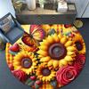 1pc Soft, Absorbent & Non Slip Sunflowers and Butterflies Round Rug Soft Circle Rug for Living Room & Bedroom Decor, Chair Mats, and Unforge