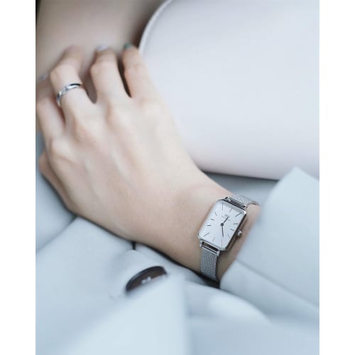 [Official Shop / 2-Year Warranty / Official Import] Daniel Wellington DW Women's Quadro Watch, 20x26mm, Pressed Sterling White, Square, Stylish, Cute,