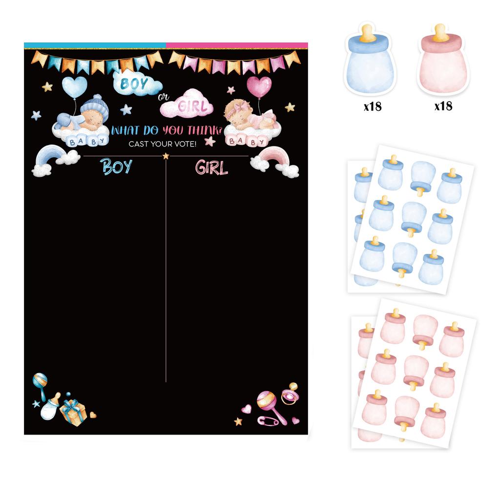 Baby Reveal Party Game Card Set - Gender Prediction & Baby Shower Activity Games for Birthday Party Including 'Baby Bingo'