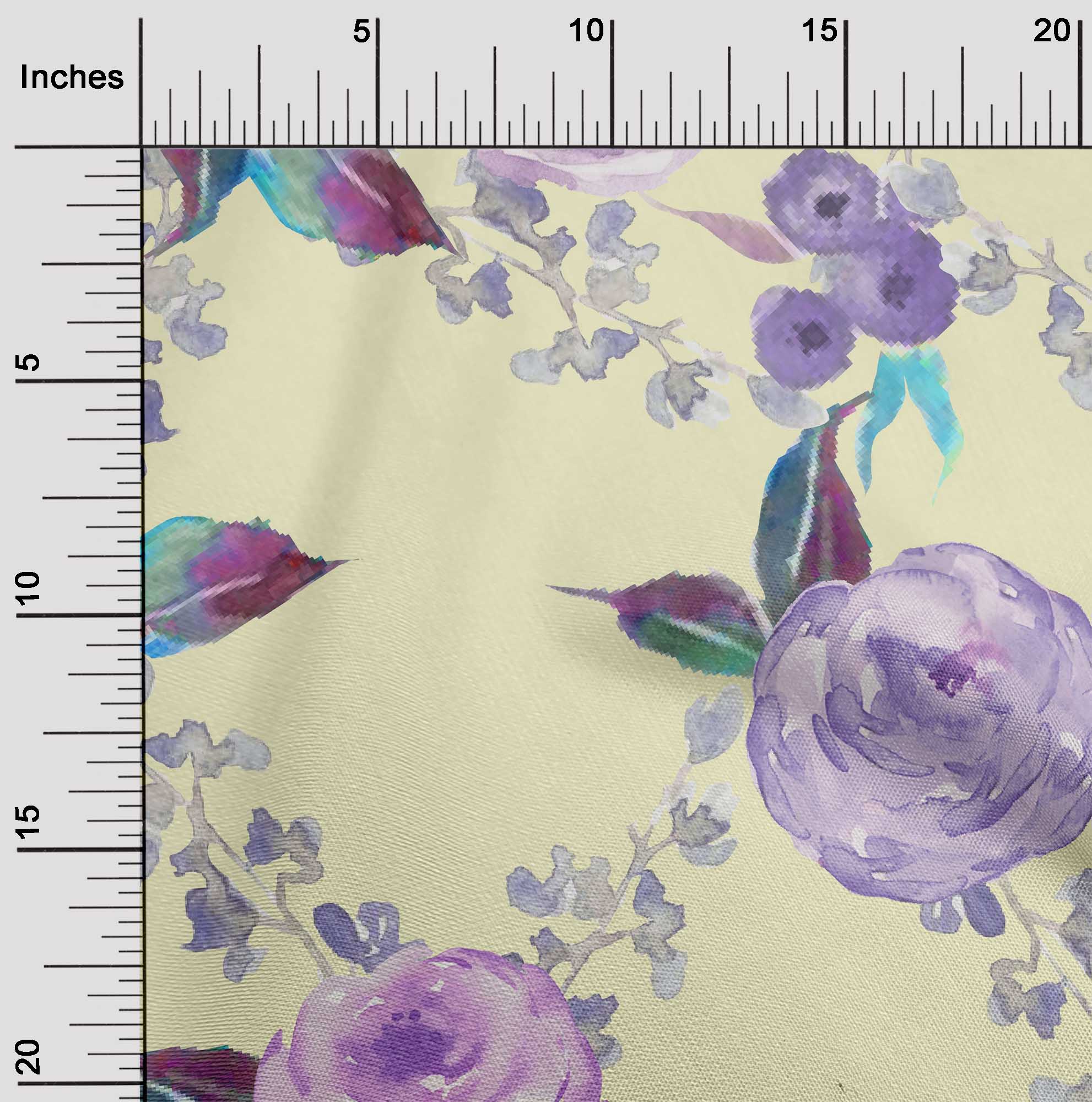 

OneOone Cotton Flex Fabric Watercolor Leather & Peony Тканина для рукоділля з квітковим принтом BTY 40 дюймів 42 Inch - Viscose Chiffon світло-жовтого кольору