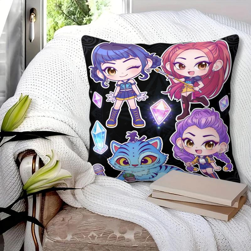 Kpop Style Throw Pillow Decorative Cushion Chibi Anime Girl Print For Sofa Bedroom Car Living Room Soft Nap Pillow For Teens Fans