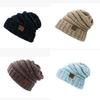 New Adult Autumn Winter Patchwork Mixed Color Knit Hat With Flip Mouth Yarn Knit Cap Reverse Mouth