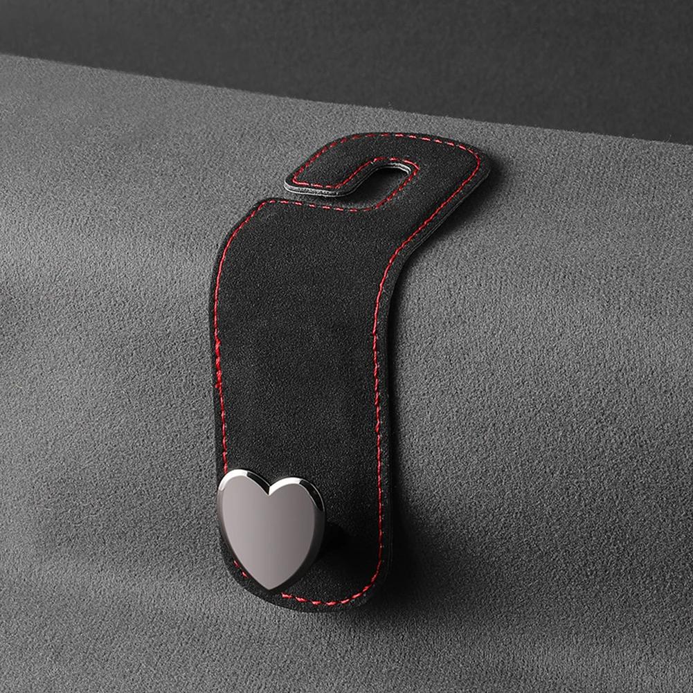 Heart Shape Metal Car Seat Headrest Hooks 2 in 1 Leather Car Seat Back Hook Purse and Bag Backpack Double Hook Car Seat Hanger