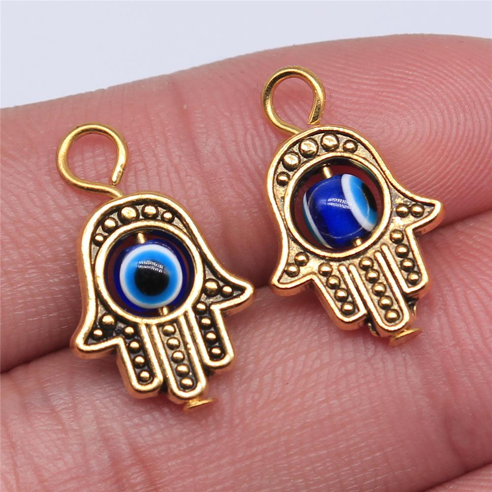 10pcs Fatima Hand Hamsa Palm Protection Tibetan Bronze Silver Color Pendants Antique Making DIY Handmade Craft