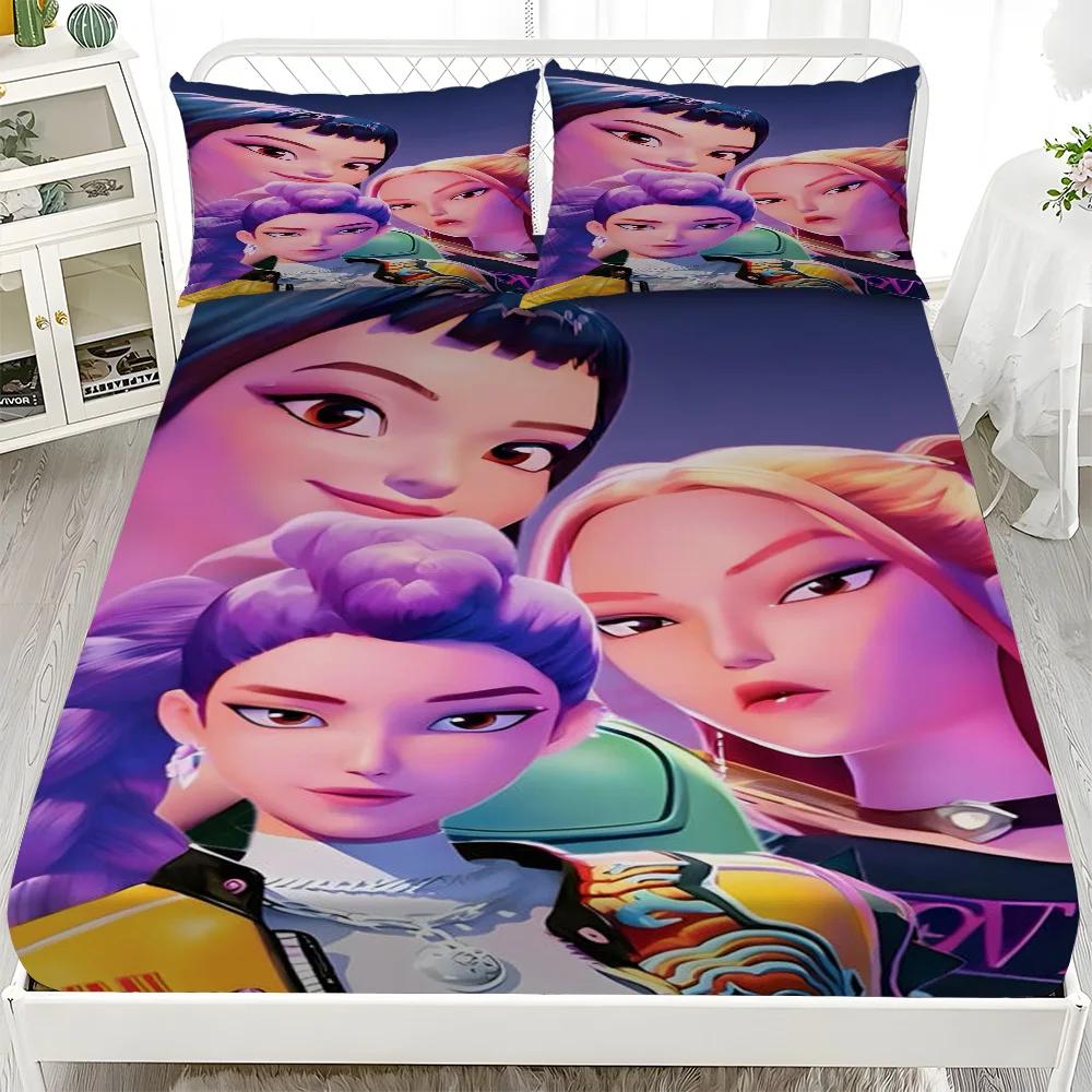 

Bedding King K/P/OP Fitted Sheets 30Cm Demon Hunters Bed Sheets Pillowcase Bed Pad Cover Bed Topper Bed Sheets 90x200x30cm-2pcs