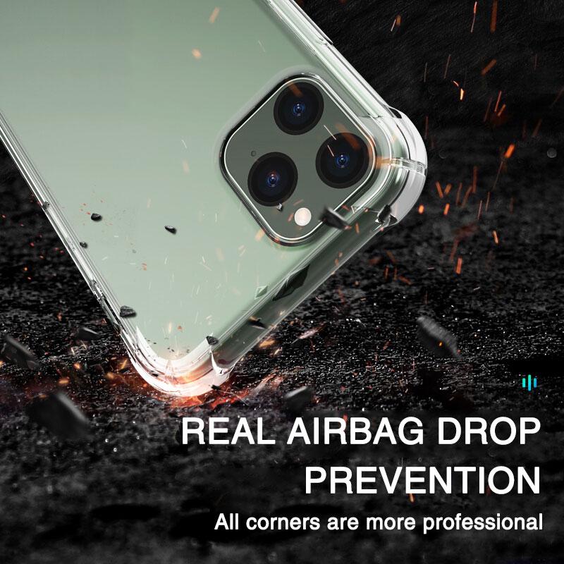 Shockproof Armor Clear Soft TPU Case For iPhone 11 Pro Max SE X XS XR 6 6S 7 8 6SPlus 7Plus 8Plus Silicone Strong Airbags Phone Back Cover Shell Coque