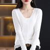 Women's Worsted Wool Mulberry Silk Cardigan, Qinghe Cashmere, 50% Wool 50% Mulberry Silk, Winter Knitted Pullover Autumn Sweater Cashmere Sweater