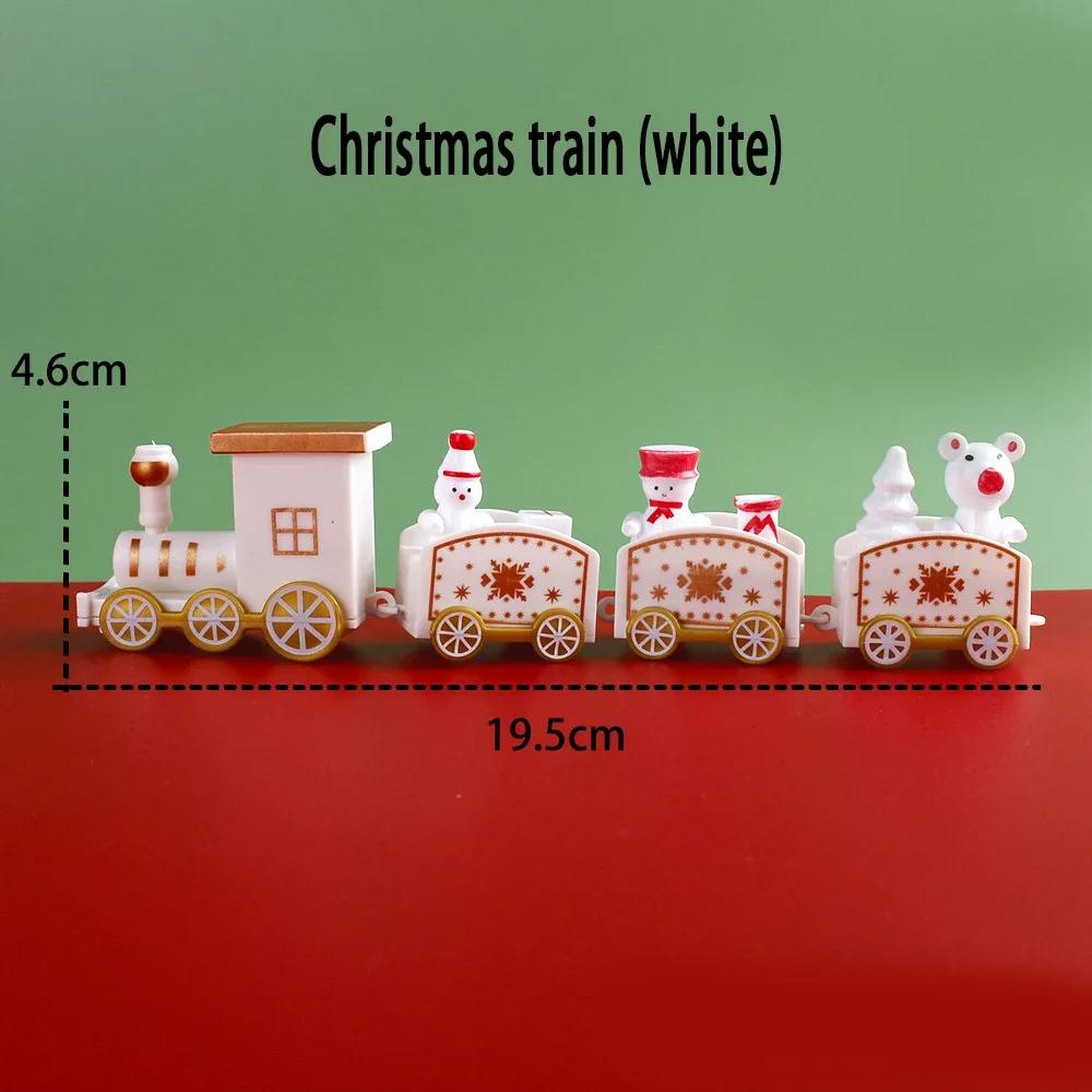 Snowman Christmas Train Ornament Mini Plastic Holiday Decor Small Xmas Train Set for Home Tabletop Festive Embellishments