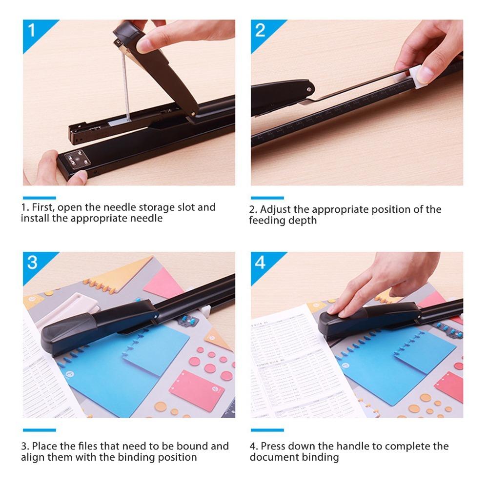 20 Sheets Metal Body Long Reach Stapler Adjustable Throat Booklet Stapler  Booklet Production