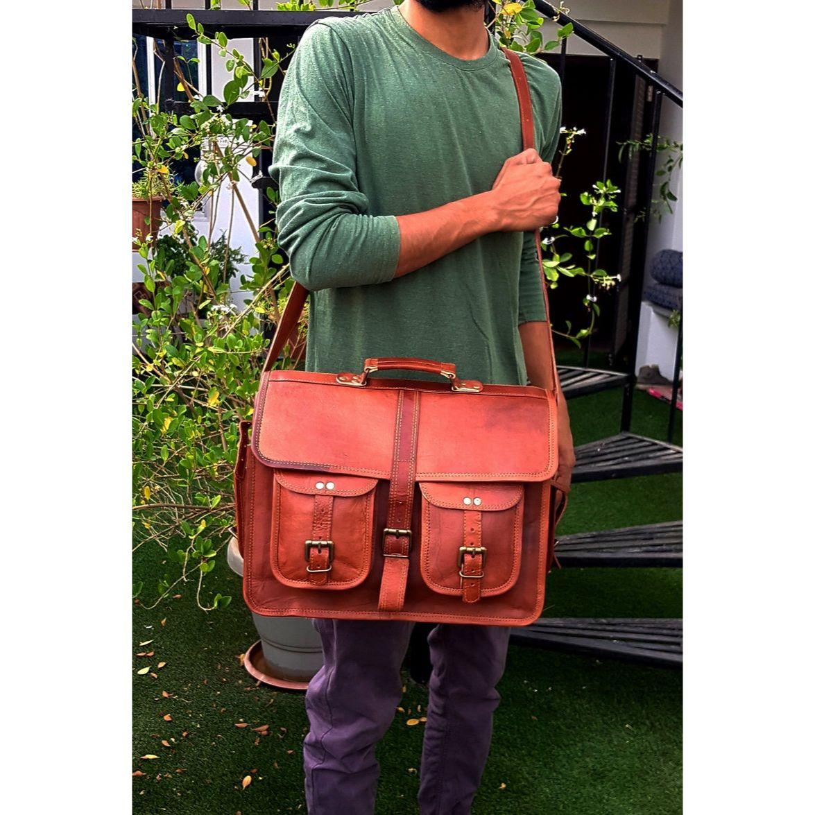 16-дюймовая кожаная сумка-мессенджер — фото 3