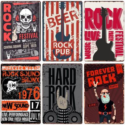 Rock Festival Vintage Metal Tin Sign Live Music Art Poster Plaque Hard Rock Rusty Plate for Bar Club Cafe Pub Home Wall Decor