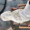 women's Bear Print High Waisted Wide Leg Jeans Loose Straight Denim Trousers Casual Pants