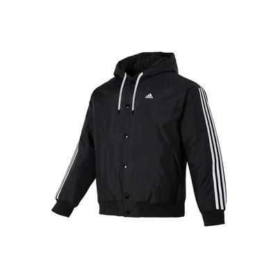 Logo Hooded Single-Breasted Casual Jacket Men Outerwear Black IK7669