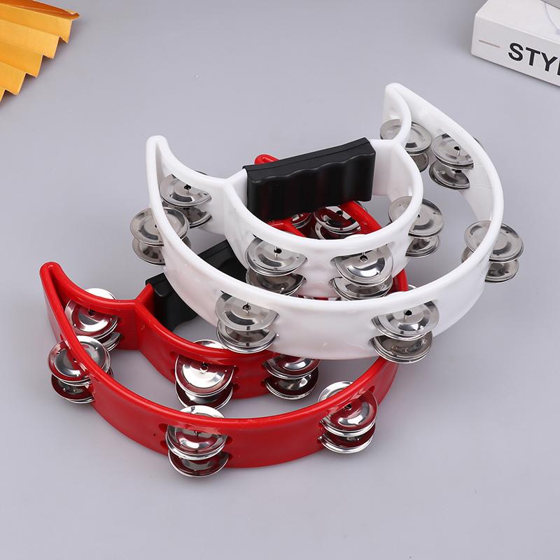 Hand Bell Double Row Rattle Orff Tambourine Double Layer Hand Bell Drum Percussion Instrument Handle Jingle Bell Educational Toy