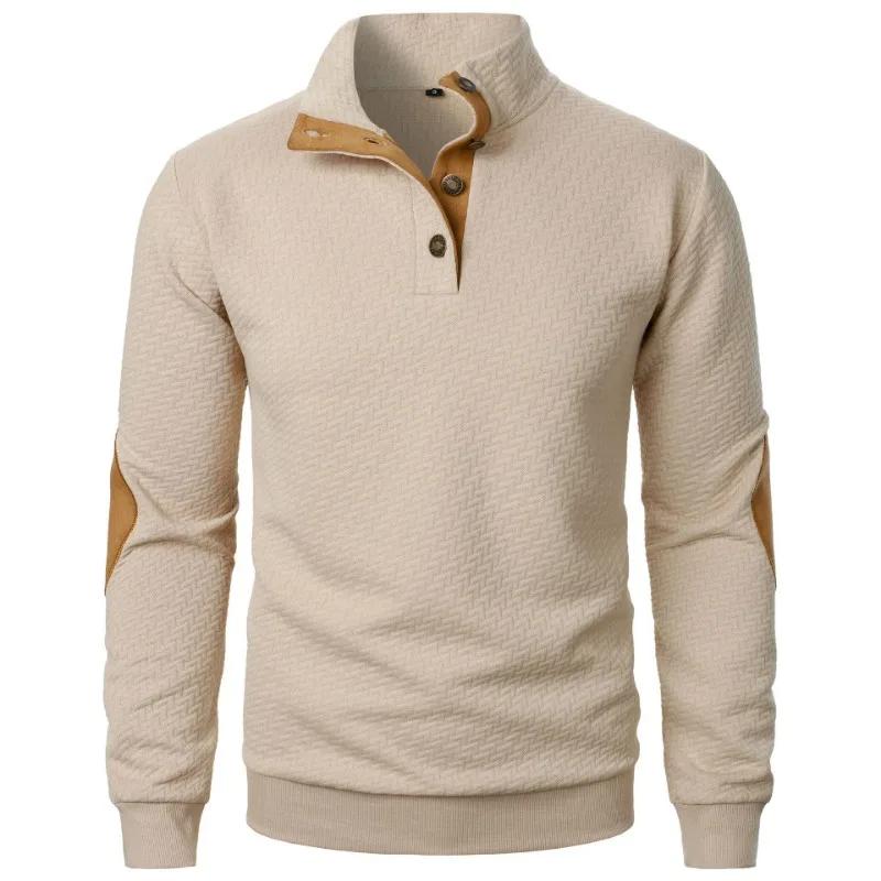 

Мужские толстовки с длинным рукавом, повседневные, с лацканами на пуговицах, воротником-стойкой, рубашки поло, свитера, легкие, уличная одежда S хаки
