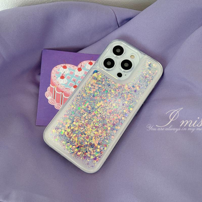 Luxusní Svítící Třpytivé Pouzdro s Tekutým Pískem Pro IPhone Průhledný Měkký Kryt Zad