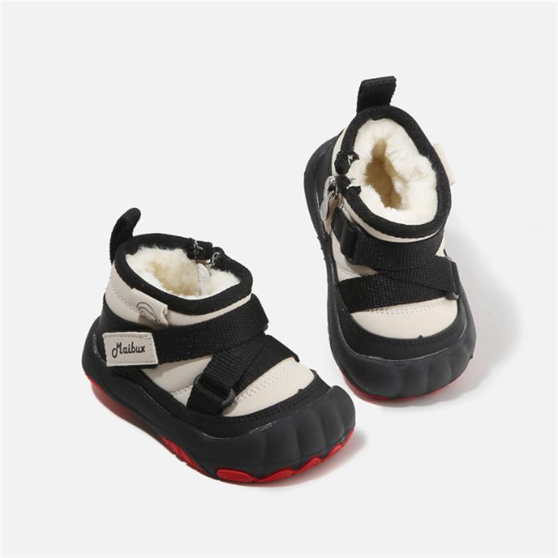 Winter Baby Shoes For Boys Leather Waterproof Shoes Warm Plush Toddler Kids Shoes Girls Boots 16-26